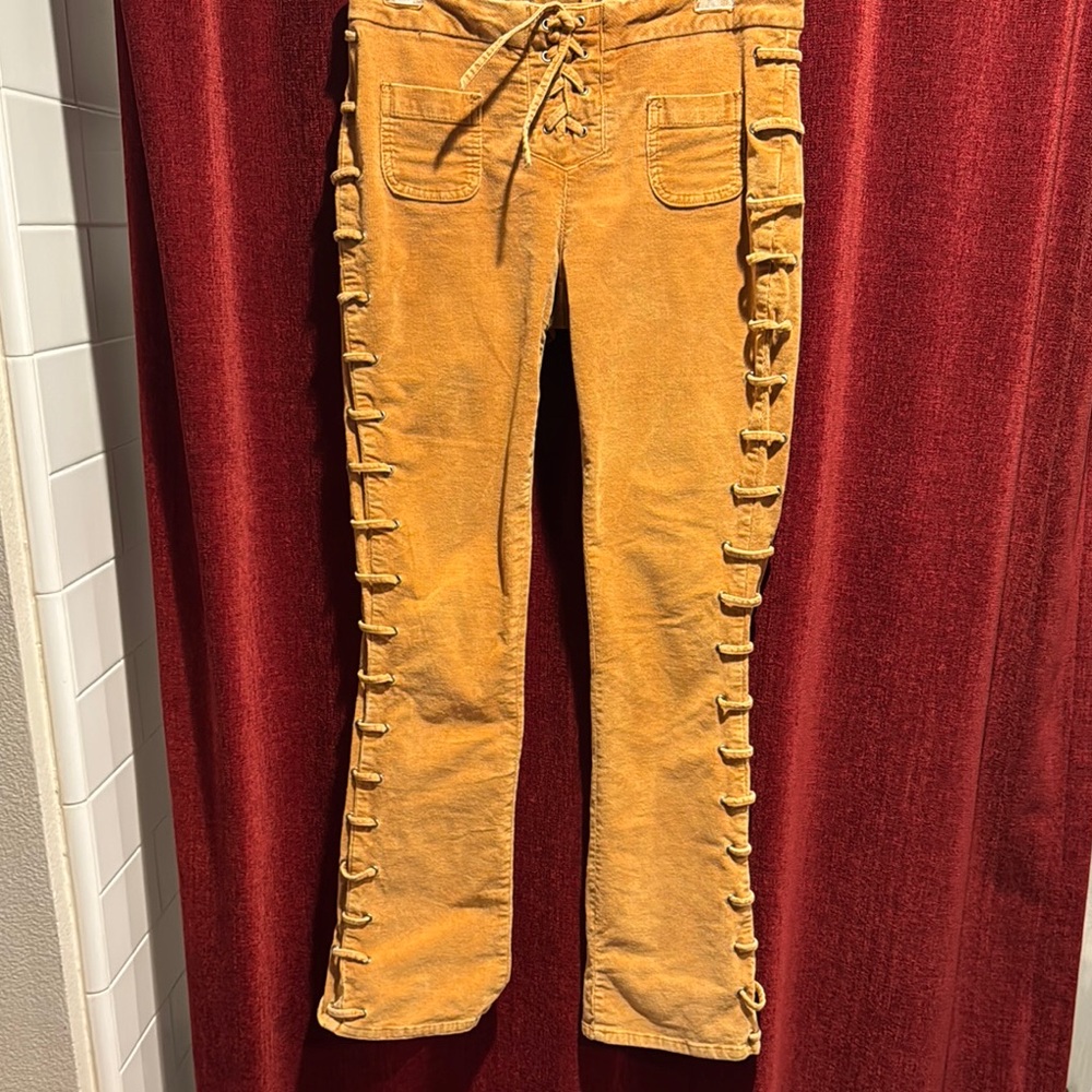 Lace-Up Mustard Yellow Pants